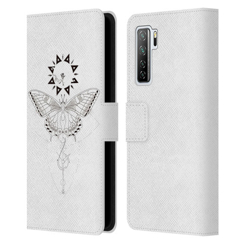 Haroulita Celestial Tattoo Butterfly And Sun Leather Book Wallet Case Cover For Huawei Nova 7 SE/P40 Lite 5G