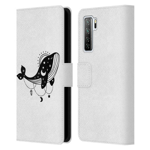 Haroulita Celestial Tattoo Whale Leather Book Wallet Case Cover For Huawei Nova 7 SE/P40 Lite 5G