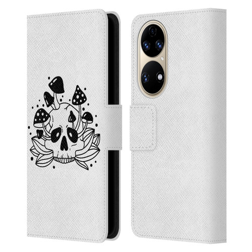 Haroulita Celestial Tattoo Skull Leather Book Wallet Case Cover For Huawei P50