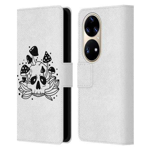 Haroulita Celestial Tattoo Skull Leather Book Wallet Case Cover For Huawei P50 Pro