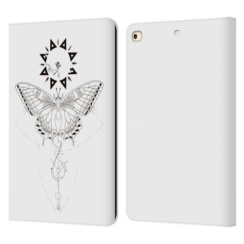 Haroulita Celestial Tattoo Butterfly And Sun Leather Book Wallet Case Cover For Apple iPad 9.7 2017 / iPad 9.7 2018
