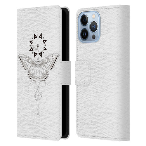 Haroulita Celestial Tattoo Butterfly And Sun Leather Book Wallet Case Cover For Apple iPhone 13 Pro Max