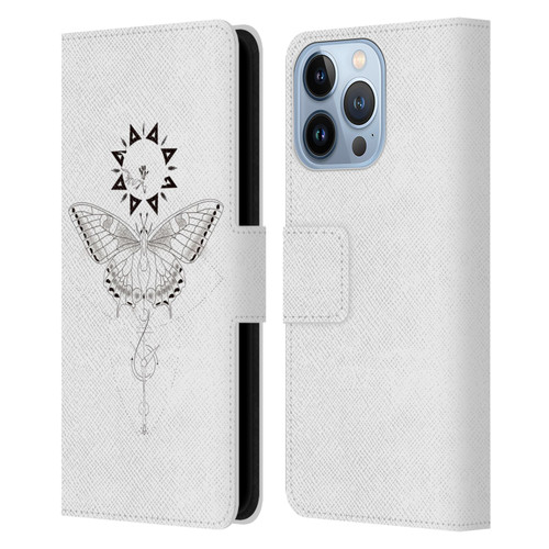 Haroulita Celestial Tattoo Butterfly And Sun Leather Book Wallet Case Cover For Apple iPhone 13 Pro