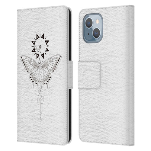 Haroulita Celestial Tattoo Butterfly And Sun Leather Book Wallet Case Cover For Apple iPhone 14