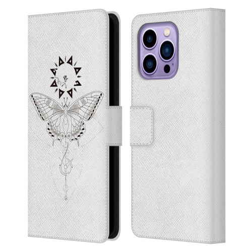 Haroulita Celestial Tattoo Butterfly And Sun Leather Book Wallet Case Cover For Apple iPhone 14 Pro Max