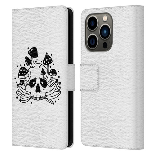 Haroulita Celestial Tattoo Skull Leather Book Wallet Case Cover For Apple iPhone 14 Pro