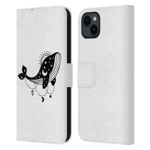Haroulita Celestial Tattoo Whale Leather Book Wallet Case Cover For Apple iPhone 15 Plus