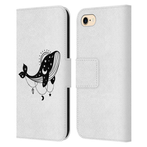 Haroulita Celestial Tattoo Whale Leather Book Wallet Case Cover For Apple iPhone 7 / 8 / SE 2020 & 2022