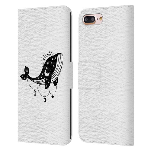 Haroulita Celestial Tattoo Whale Leather Book Wallet Case Cover For Apple iPhone 7 Plus / iPhone 8 Plus