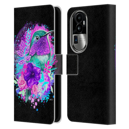 Sheena Pike Animals Purple Hummingbird Spirit Leather Book Wallet Case Cover For OPPO Reno10 Pro+