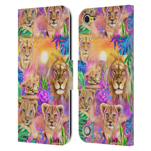 Sheena Pike Big Cats Daydream Lions And Cubs Leather Book Wallet Case Cover For Apple iPod Touch 5G 5th Gen