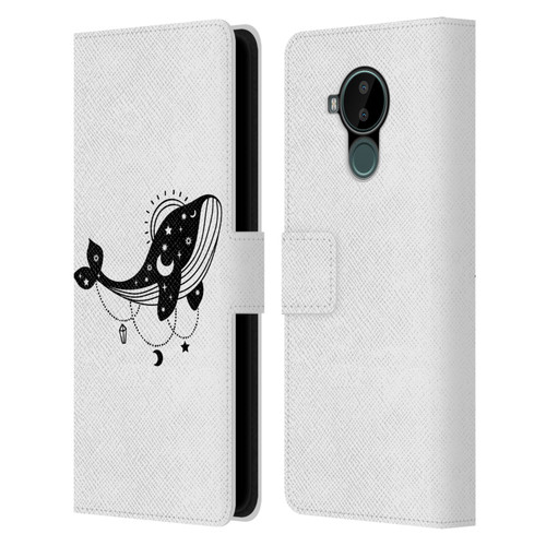 Haroulita Celestial Tattoo Whale Leather Book Wallet Case Cover For Nokia C30