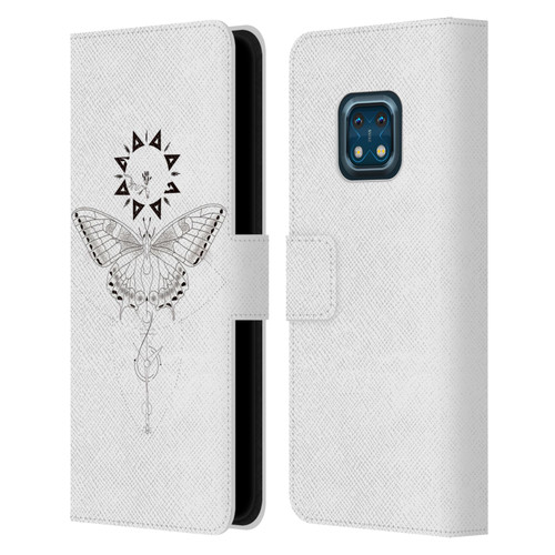 Haroulita Celestial Tattoo Butterfly And Sun Leather Book Wallet Case Cover For Nokia XR20