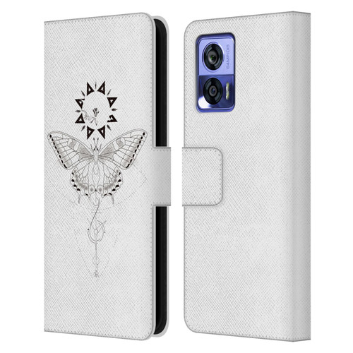 Haroulita Celestial Tattoo Butterfly And Sun Leather Book Wallet Case Cover For Motorola Edge 30 Neo 5G