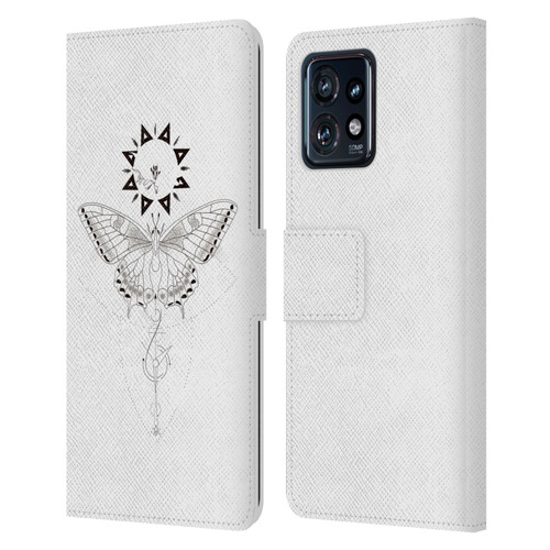 Haroulita Celestial Tattoo Butterfly And Sun Leather Book Wallet Case Cover For Motorola Moto Edge 40 Pro