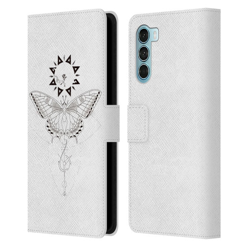 Haroulita Celestial Tattoo Butterfly And Sun Leather Book Wallet Case Cover For Motorola Edge S30 / Moto G200 5G