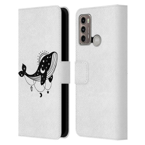 Haroulita Celestial Tattoo Whale Leather Book Wallet Case Cover For Motorola Moto G60 / Moto G40 Fusion