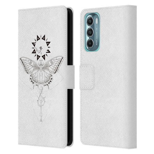 Haroulita Celestial Tattoo Butterfly And Sun Leather Book Wallet Case Cover For Motorola Moto G Stylus 5G (2022)