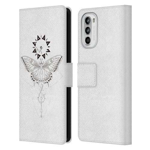 Haroulita Celestial Tattoo Butterfly And Sun Leather Book Wallet Case Cover For Motorola Moto G52