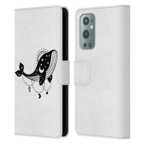 Haroulita Celestial Tattoo Whale Leather Book Wallet Case Cover For OnePlus 9