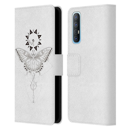 Haroulita Celestial Tattoo Butterfly And Sun Leather Book Wallet Case Cover For OPPO Find X2 Neo 5G