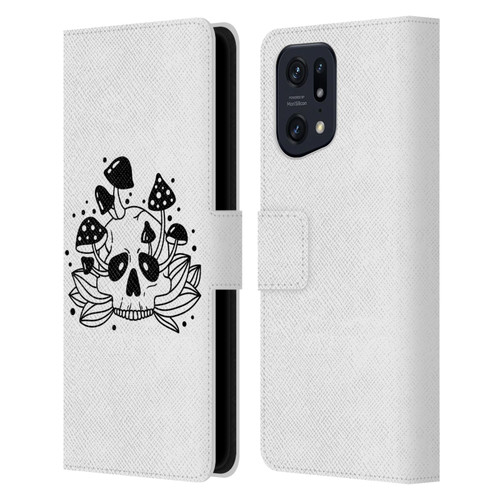 Haroulita Celestial Tattoo Skull Leather Book Wallet Case Cover For OPPO Find X5