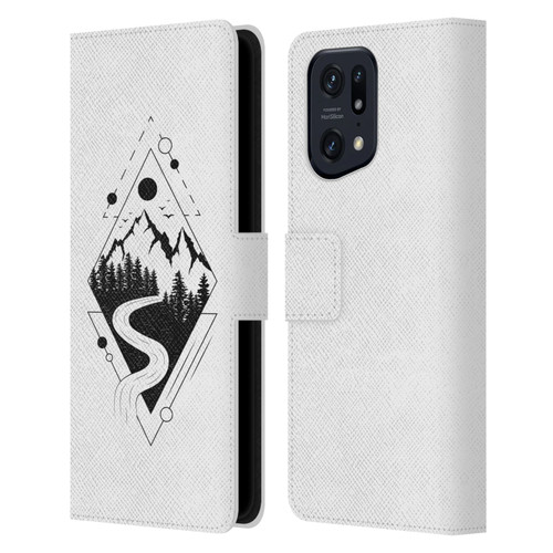 Haroulita Celestial Tattoo Mountain Leather Book Wallet Case Cover For OPPO Find X5 Pro