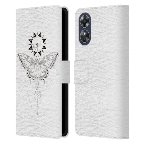 Haroulita Celestial Tattoo Butterfly And Sun Leather Book Wallet Case Cover For OPPO A17