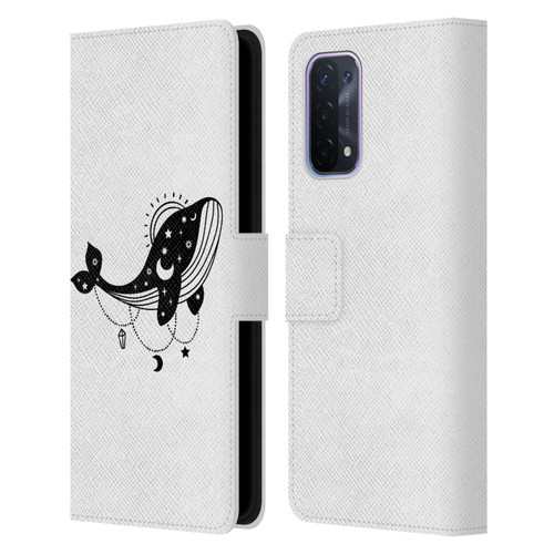 Haroulita Celestial Tattoo Whale Leather Book Wallet Case Cover For OPPO A54 5G