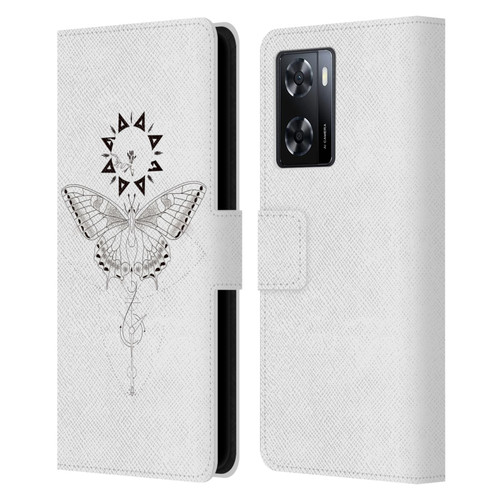 Haroulita Celestial Tattoo Butterfly And Sun Leather Book Wallet Case Cover For OPPO A57s