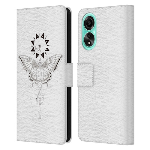 Haroulita Celestial Tattoo Butterfly And Sun Leather Book Wallet Case Cover For OPPO A78 4G