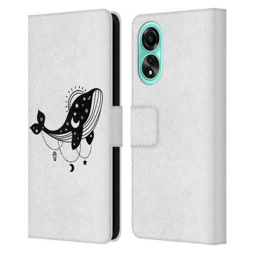 Haroulita Celestial Tattoo Whale Leather Book Wallet Case Cover For OPPO A78 4G