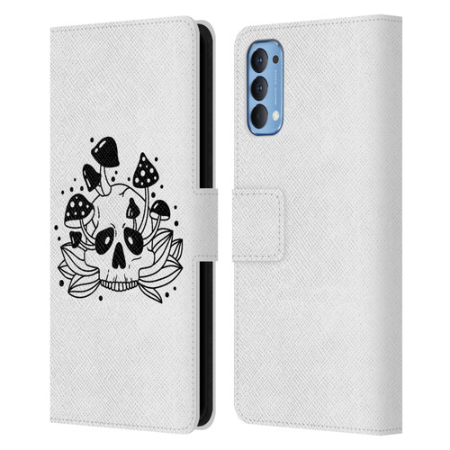 Haroulita Celestial Tattoo Skull Leather Book Wallet Case Cover For OPPO Reno 4 5G