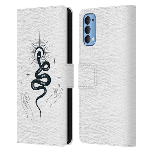 Haroulita Celestial Tattoo Snake Leather Book Wallet Case Cover For OPPO Reno 4 5G