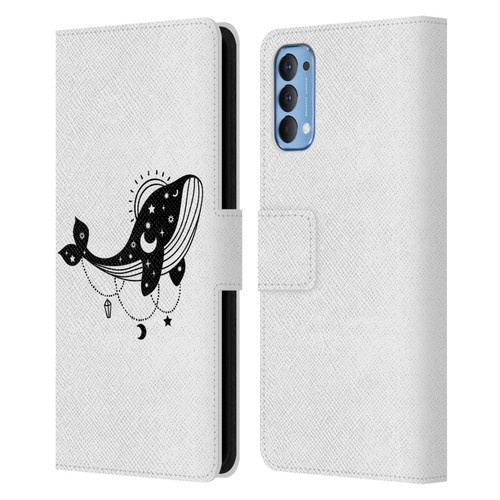 Haroulita Celestial Tattoo Whale Leather Book Wallet Case Cover For OPPO Reno 4 5G