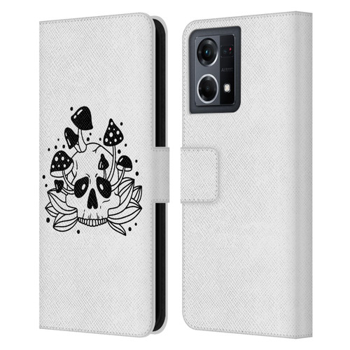 Haroulita Celestial Tattoo Skull Leather Book Wallet Case Cover For OPPO Reno8 4G