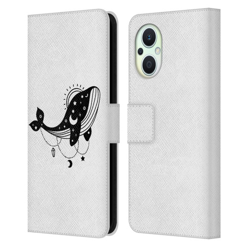 Haroulita Celestial Tattoo Whale Leather Book Wallet Case Cover For OPPO Reno8 Lite