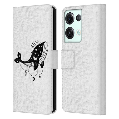 Haroulita Celestial Tattoo Whale Leather Book Wallet Case Cover For OPPO Reno8 Pro