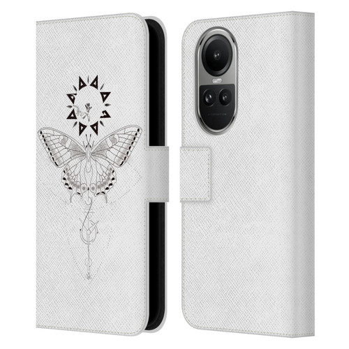 Haroulita Celestial Tattoo Butterfly And Sun Leather Book Wallet Case Cover For OPPO Reno10 5G / Reno10 Pro 5G