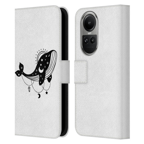 Haroulita Celestial Tattoo Whale Leather Book Wallet Case Cover For OPPO Reno10 5G / Reno10 Pro 5G