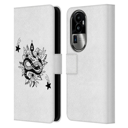 Haroulita Celestial Tattoo Snake And Flower Leather Book Wallet Case Cover For OPPO Reno10 Pro+