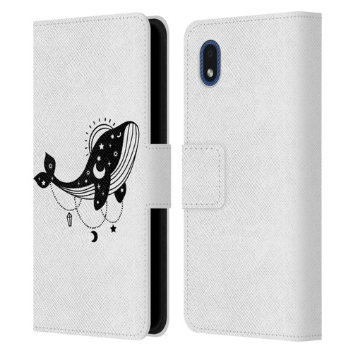 Haroulita Celestial Tattoo Whale Leather Book Wallet Case Cover For Samsung Galaxy A01 Core (2020)