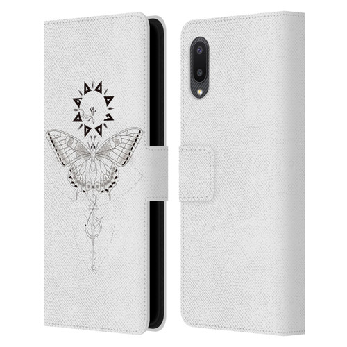 Haroulita Celestial Tattoo Butterfly And Sun Leather Book Wallet Case Cover For Samsung Galaxy A02/M02 (2021)