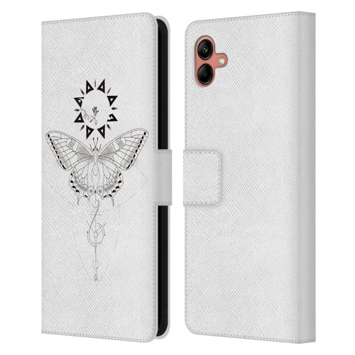 Haroulita Celestial Tattoo Butterfly And Sun Leather Book Wallet Case Cover For Samsung Galaxy A04 (2022)
