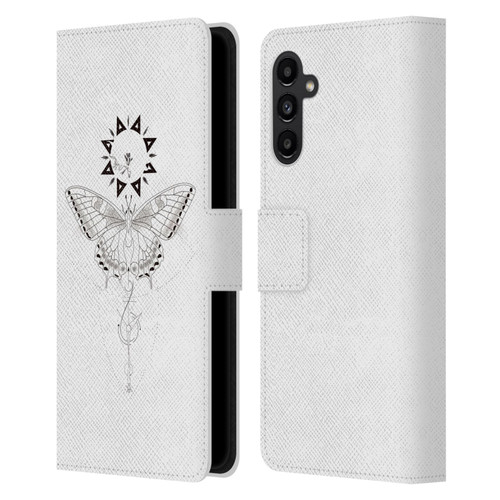 Haroulita Celestial Tattoo Butterfly And Sun Leather Book Wallet Case Cover For Samsung Galaxy A13 5G (2021)