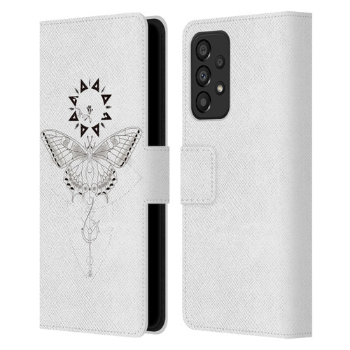 Haroulita Celestial Tattoo Butterfly And Sun Leather Book Wallet Case Cover For Samsung Galaxy A33 5G (2022)