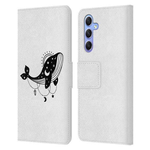 Haroulita Celestial Tattoo Whale Leather Book Wallet Case Cover For Samsung Galaxy A34 5G