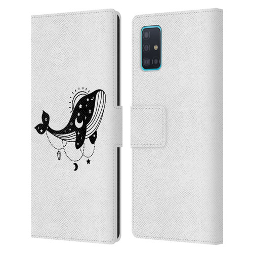 Haroulita Celestial Tattoo Whale Leather Book Wallet Case Cover For Samsung Galaxy A51 (2019)