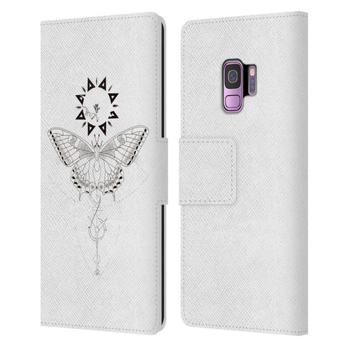 Haroulita Celestial Tattoo Butterfly And Sun Leather Book Wallet Case Cover For Samsung Galaxy S9