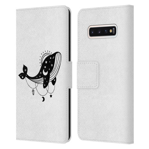 Haroulita Celestial Tattoo Whale Leather Book Wallet Case Cover For Samsung Galaxy S10